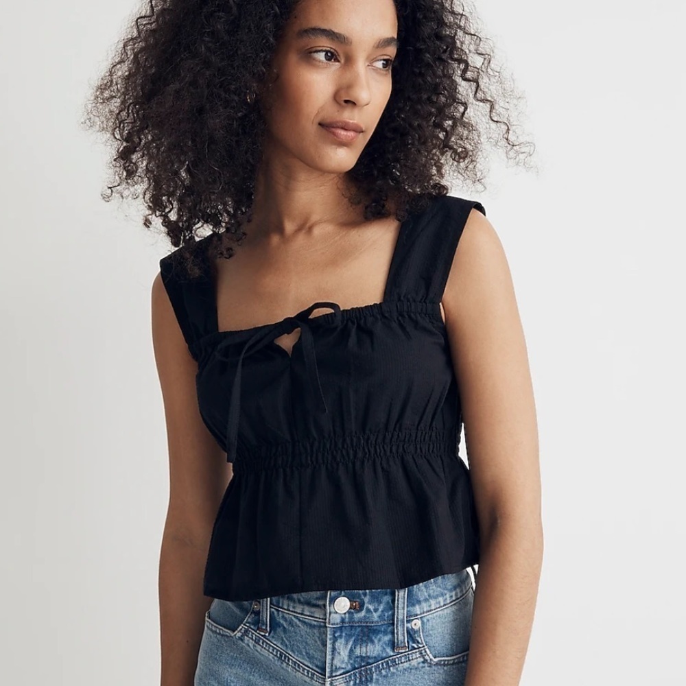 Madewell Smocked Tie-Front Tank Top Size 12